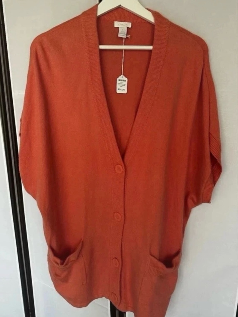 Chico's Rust Orange Button-Front Women's Cardigan Cotton size 1 NWT